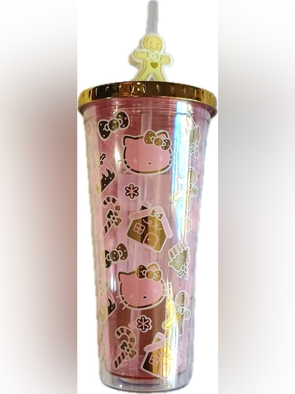 NEW Sanrio Hello Kitty Special Limited Edition Pink & Gold Christmas Tumbler Cup